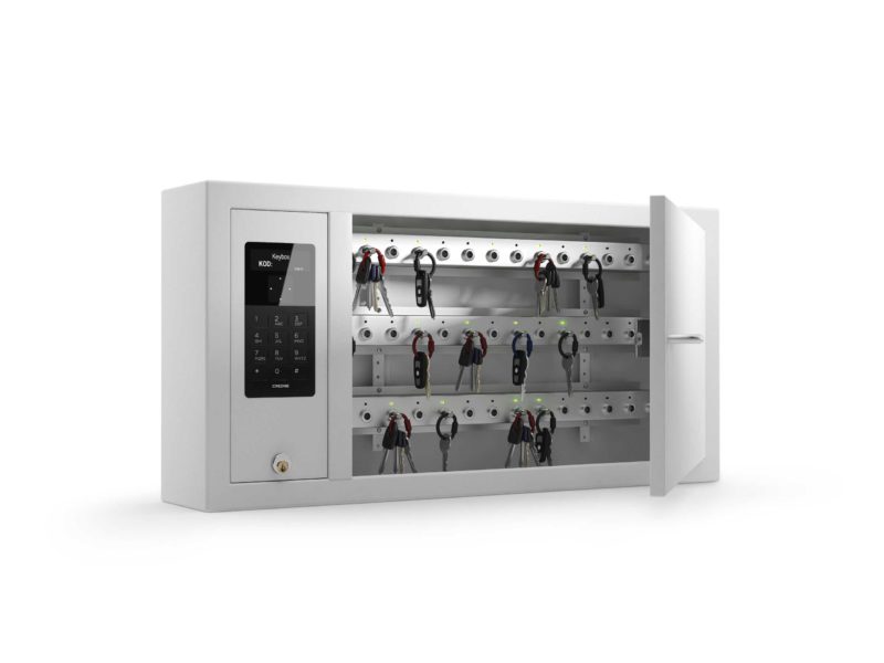 Key cabinet 9400 SC in the KeyControl series. Open cabinet showing key strips, which organises key management.